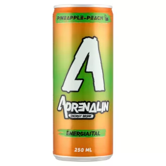   Adrenalin ananász-őszibarack ízű szénsavas energiaital hozzáadott koffeinnel és vitaminokkal 250 ml