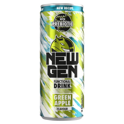 New Gen zöldalmaízű, koffeintartalmú, szénsavas, alkoholmentes ital 250 ml