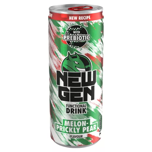 New Gen dinnye- és kaktuszfügeízű koffeintartalmú, szénsavas, funkcionális ital 250 ml