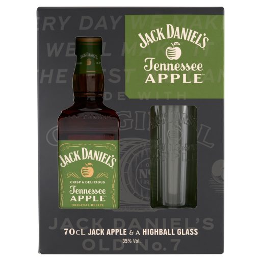 Jack Daniel's whiskey 0,7l Tenessee Apple + pohár díszdobozban + 50Ft visszaváltási díj