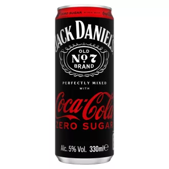   Jack Daniel's Tennessee Whiskey és Coca Cola Zero Sugar alkoholos szénsavas ital 5% 330 ml