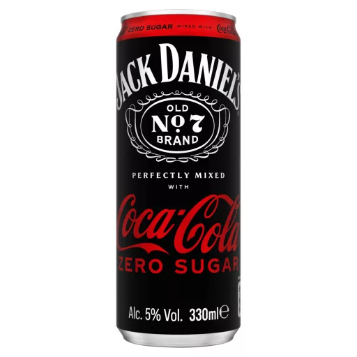 Jack Daniel's Tennessee Whiskey és Coca Cola Zero Sugar alkoholos szénsavas ital 5% 330 ml