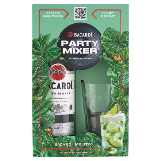 Bacardi Carta Blanca rum + pohár díszdobozban 37,5% 0,7l