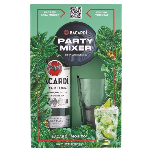 Bacardi Carta Blanca rum + pohár díszdobozban 37,5% 0,7l