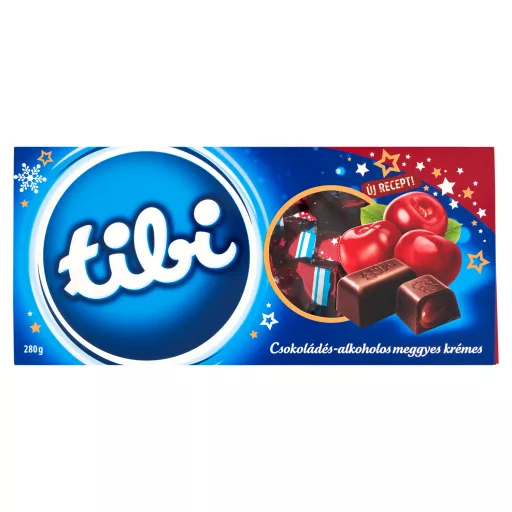 Tibi étcsokoládé praliné csokoládés-alkoholos meggyes krémmel szaloncukor 280 g