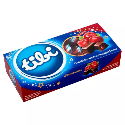 Tibi étcsokoládé praliné csokoládés-alkoholos meggyes krémmel szaloncukor 280 g