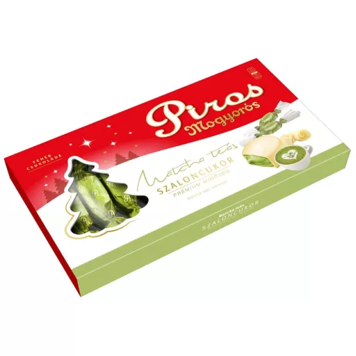 Piros Mogyorós szaloncukor 247g fehércsokoládé matcha teás krémmel