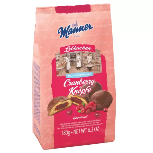 Manner mézeskalács 180g Cranberry Knöpfe