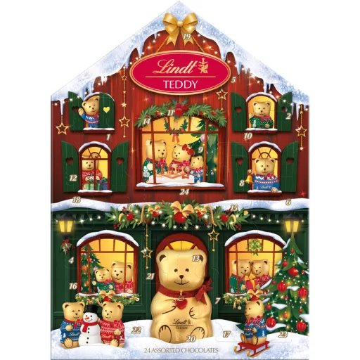 Lindt adventi kalendárium 146g Teddy House Shape