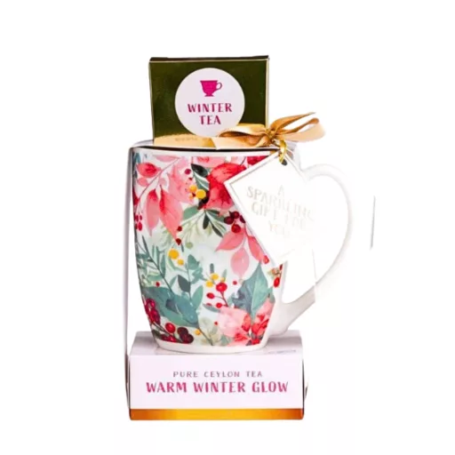 Becky's fekete tea 4x2g citromfűvel és gyógynövényekkel, bögrével - virágos