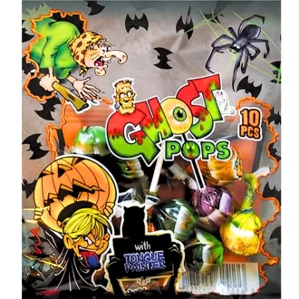   Haribo Ghost Pop nyalóka 100g gyümölcs- és kólaízű részben nyelvfestő színezékkel 10db