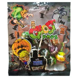   Ghost Pops gyümölcs- és kólaízű nyalóka részben nyelvfestő színezékekkel 100 g