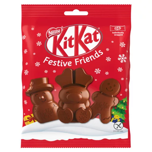 KitKat Festive Friends gluténmentes tejcsokoládé zsírszegény kakaós krémmel rizspehellyel 65 g