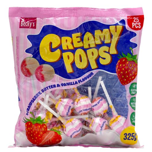 Becky's nyalókák 325g eper, vaj és vanília ízű 