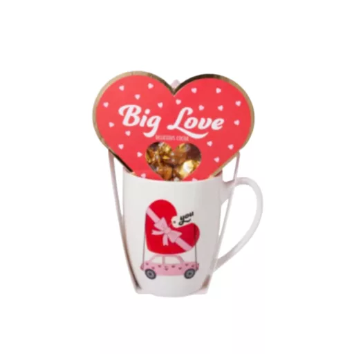 Becky's bögre csokibonbonnal – Big Love autós fehér bögre