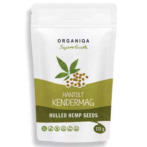 Organiqa Superfoods 100% BIO, nyers hántolt kendermag 125 g