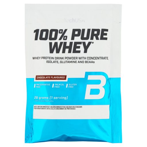 BioTechUSA 100% Pure Whey csokoládé ízű fehérje italpor cukrokkal és édesítőszerekkel 28 g