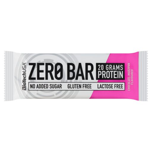 BioTechUSA Zero Bar csokoládé-marcipán ízű fehérjeszelet édesítőszerekkel 50 g