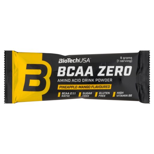 BioTechUSA BCAA Zero ananász-mangó ízű étrend-kiegészítő italpor glutaminnal és édesítőszerrel 9 g
