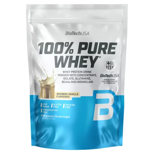 BioTechUSA 100% Pure Whey Bourbon vanília ízesített fehérje italpor édesítőszerrel 400 g