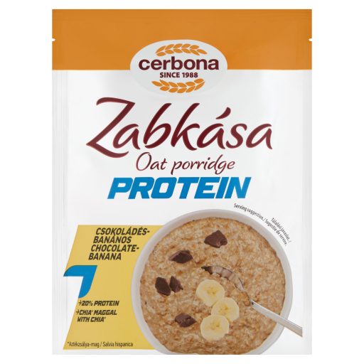 Cerbona Protein fehérjében gazdag csokoládés-banános zabkása édesítőszerekkel 60 g