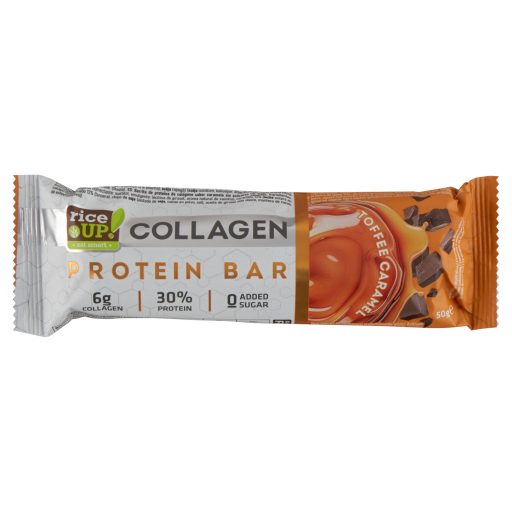 Rice up fehérjeszelet 50g Toffee Caramel ízű kollagénnel
