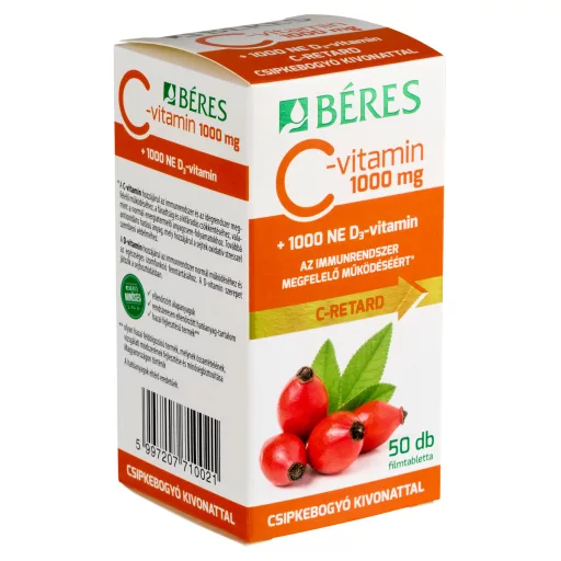 Béres C-Retard C-vitamin 1000 mg+1000 NE D₃-vitamin filmtabletta csipkebogyó kivonattal 50 x 1,38 g
