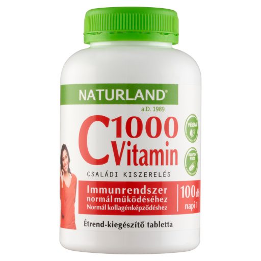 Naturland C vitamin 1000 mg étrend-kiegészítő tabletta 100 db 130 g