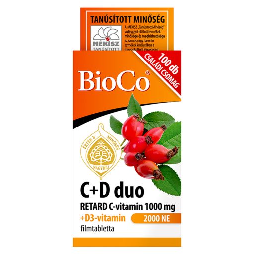 BioCo C+D duo Retard C-vitamin 1000 mg + D3-vitamin 2000 NE filmtabletta 100 x 1,45 g (145 g)