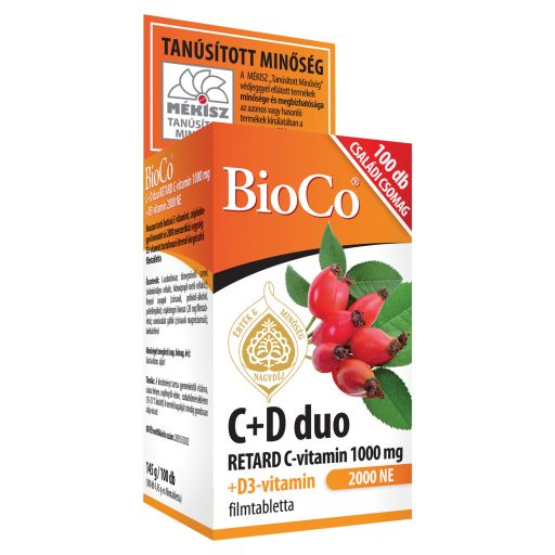 BioCo C+D duo Retard C-vitamin 1000 mg + D3-vitamin 2000 NE filmtabletta 100 x 1,45 g (145 g)