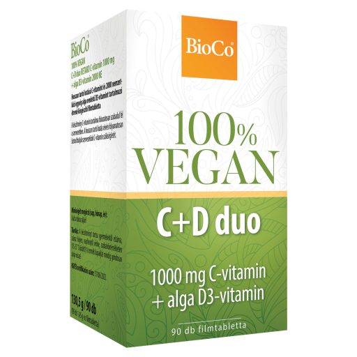 BioCo 100% Vegan C+D duo étrend-kiegészítő filmtabletta 90 x 1,45 g (130,5 g)