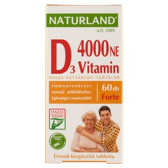   Naturland D₃-vitamin 4000 NE forte étrend-kiegészítő tabletta 60 db 11,01 g