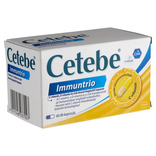 Cetebe Immuntrio C-vitamin, D-vitamin és cink étrend-kiegészítő kapszula 60 db 39,2 g