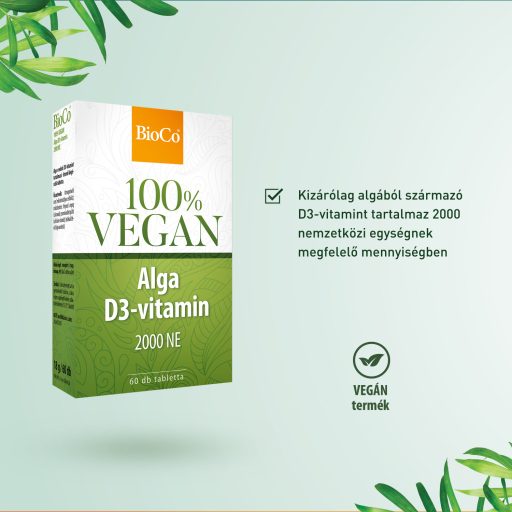 BioCo 100% Vegan Alga D3-vitamin 2000 NE tabletta 60 x 0,3 g (18 g)
