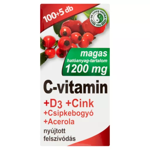 Dr. Chen Patika C-vitamin 1200 mg +D3 +Cink +Csipkebogyó +Acerola filmtabletta 105 db