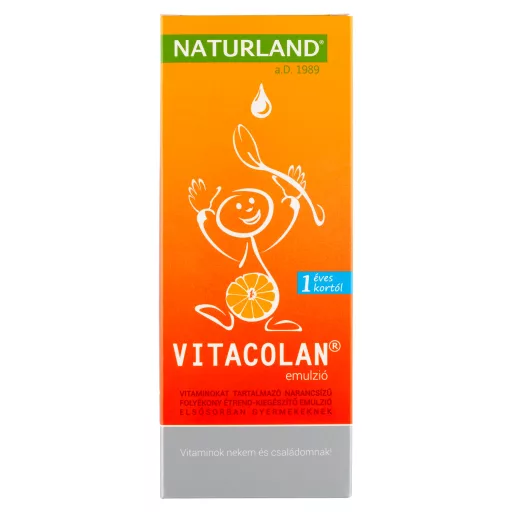 Naturland Vitacolan vitaminokat tartalmazó narancsízű folyékony étrend-kiegészítő emulzió 250 ml