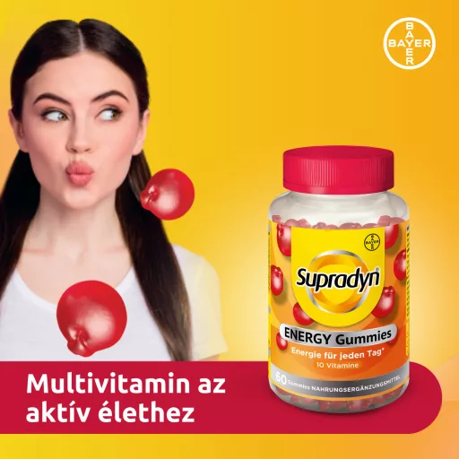 Supradyn Energy étrend-kiegészítő gumivitamin 10 vitaminnal, cseresznye ízben 60 x 1,8 g (108 g)