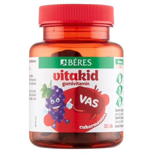 Béres VitaKid Vas cukormentes gumitabletta étrend-kiegészítő 30 x 3 g (90 g)