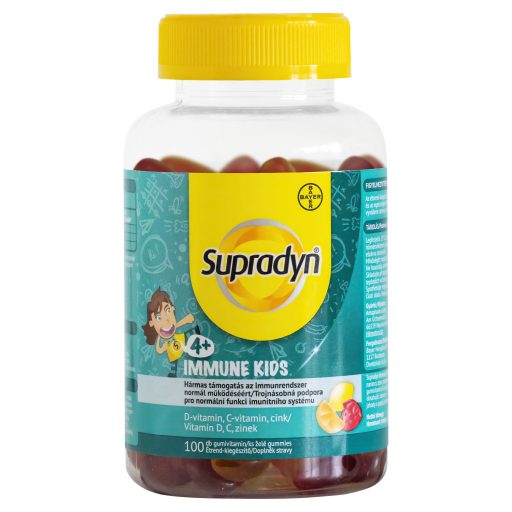 Supradyn Immune Kids C-, D-vitamin és cink étrend-kiegészítő gumivitamin 100 x 1,65 g (165 g)