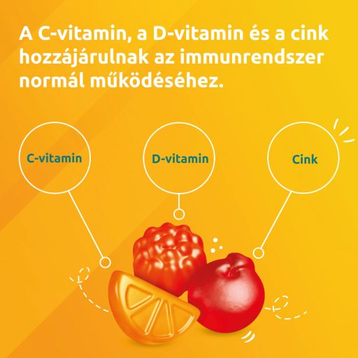 Supradyn Immune Kids C-, D-vitamin és cink étrend-kiegészítő gumivitamin 100 x 1,65 g (165 g)