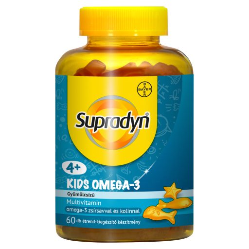 Supradyn Kids gyümölcsízű étrend-kiegészítő multivitamin omega-3-mal és kolinnal 60 db 240 g