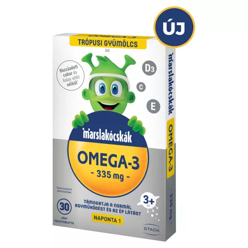 Marslakócskák Omega-3 trópusi gyümölcs ízű étrend-kiegészítő lágy zselétabletta 3+ év 30 db 42 g