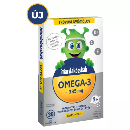 Marslakócskák Omega-3 trópusi gyümölcs ízű étrend-kiegészítő lágy zselétabletta 3+ év 30 db 42 g