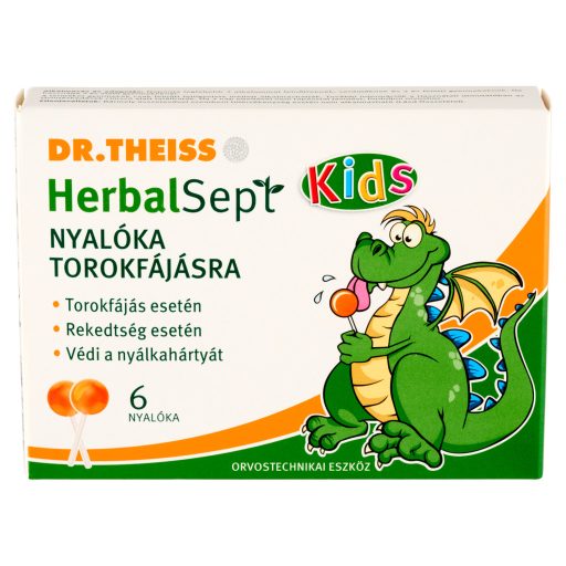 Dr. Theiss HerbalSept Kids nyalóka torokfájásra 6 db 