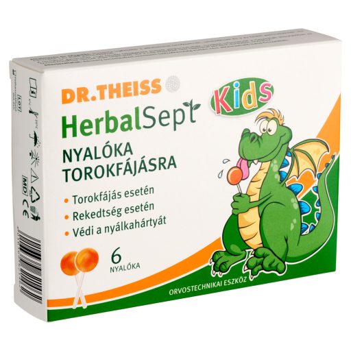 Dr. Theiss HerbalSept Kids nyalóka torokfájásra 6 db 