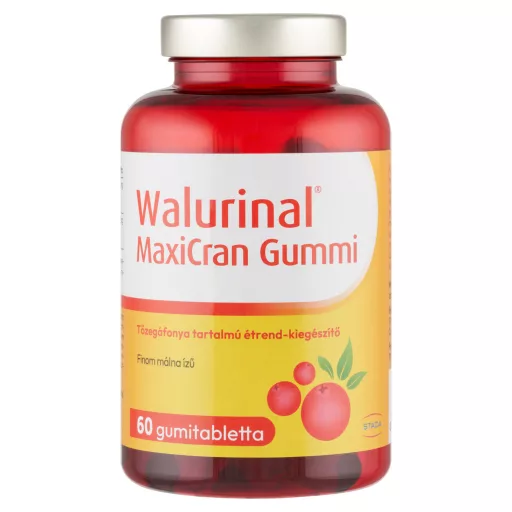 Walurinal MaxiCran Gummi tőzegáfonya tartalmú finom málna ízű étrend-kiegészítő gumitabletta 60 db