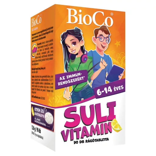 BioCo Suli vitamin citrom ízű étrend-kiegészítő rágótabletta 6-14 éveseknek 90 x 1,4 g (126 g)