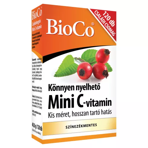 BioCo könnyen nyelhető csipkebogyós mini C-vitamin étrend-kiegészítő tabletta 120 x 0,34 g (40,8 g)