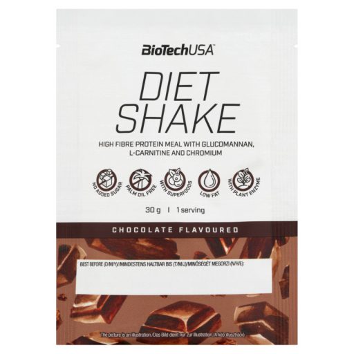 BioTechUSA Diet Shake csokoládé ízű tejsavófehérje italpor édesítőszerrel 30 g