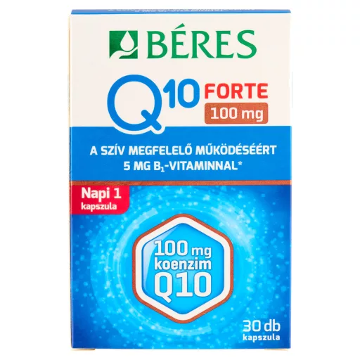 Bérés Q10 Forte 100 mg kapszula koenzim Q10-et és B₁-vitamint tartalmazó étrend-kiegészítő 30 db